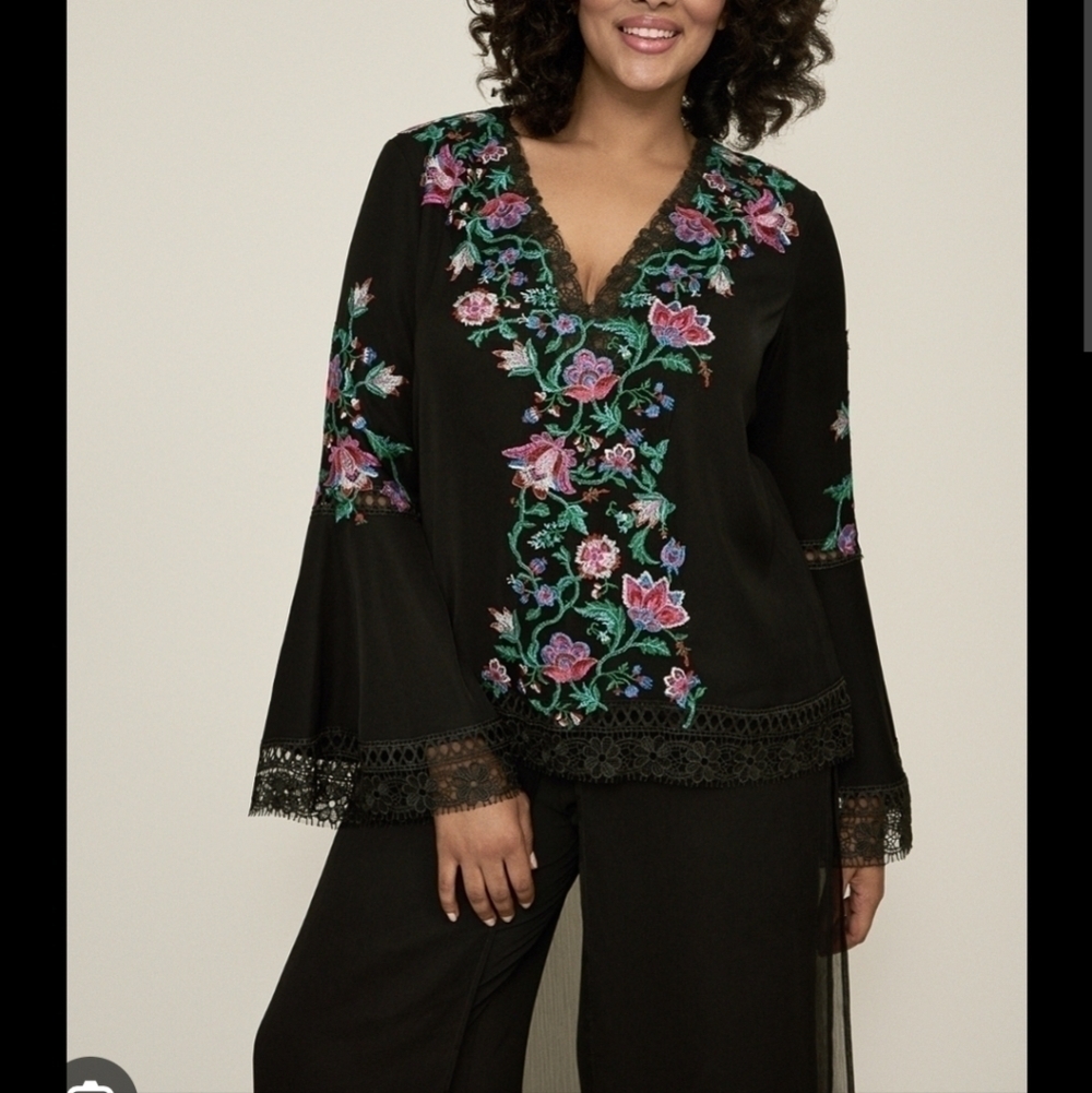 Tadashi Shoji Embroidered Formal Top